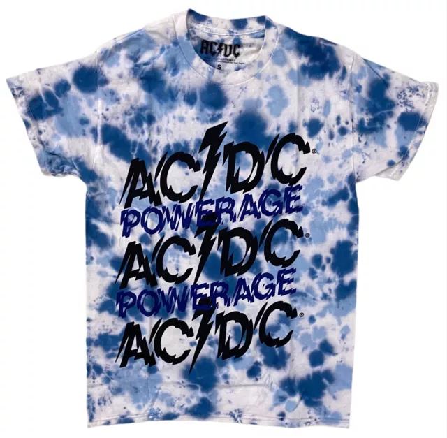 AC/DC Men's Officially Licensed Powerage Tie Dye Hard Rock Heavy Metal T-Shirt