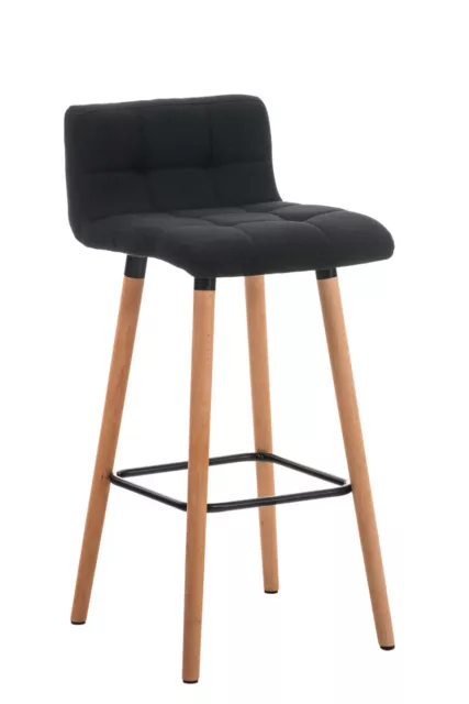 Tabouret de Bar Lincoln en Tissu avec Piétement Bois et Repose-pieds en Métal