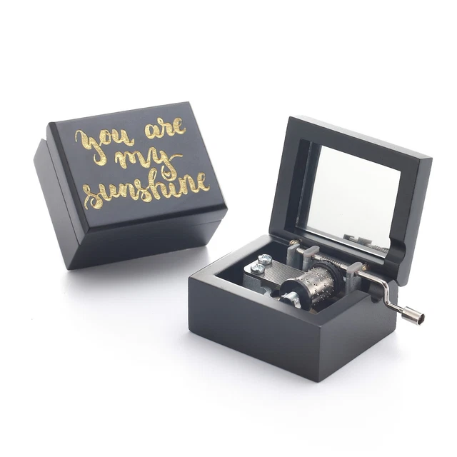 Black Engrave You Are My Sunshine Hand Crank Music Box