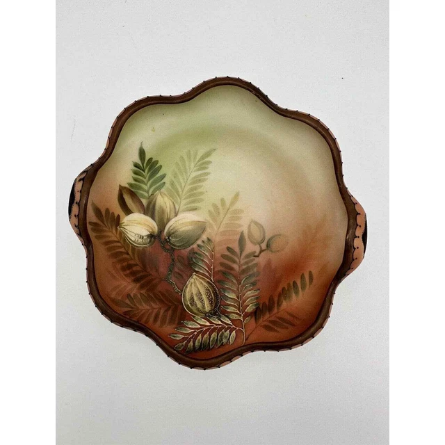 Nippon ruffled bowl hand painted 6in Diameter collectible decor