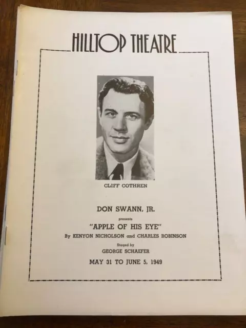 Apple Of His Eye Hilltop Theatre MD 1949 Cliff Cothren Dunphy George Schafer