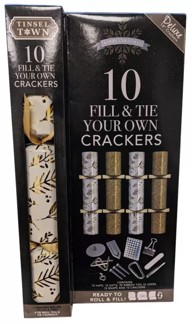 Hacer Su Propio Deluxe 35.6cm Navidad Crackers Juego 10 Incluye Snap Regalo Hat 2