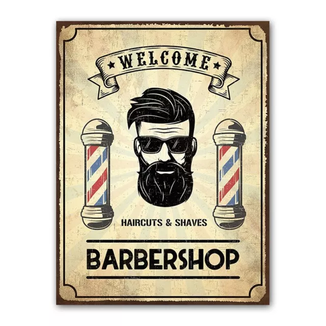 Placa en Lata Con Escritura Barber Shop De Colección Vintage