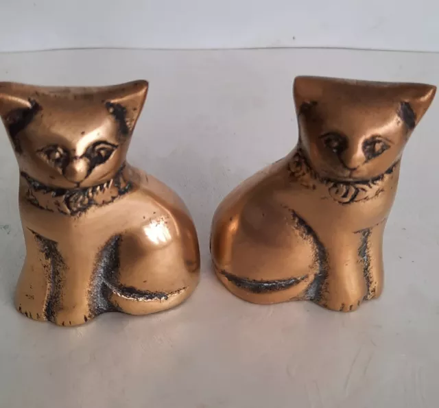 2x Alte Messing Katzen Bronze Figur