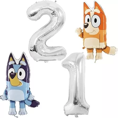 Pack Of 2-32 Inch Bluey Foil Balloons Bundle with 6 x Bluey Straws