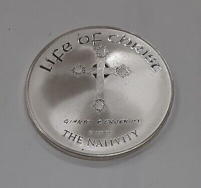 Franklin Mint Life of Christ .925 Silver Medal by Benvenuti-The Nativity