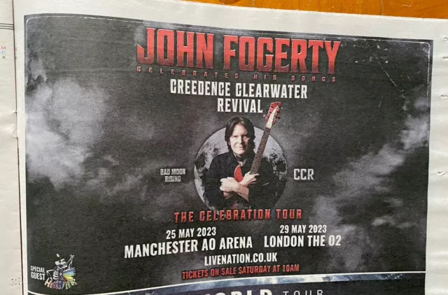 John Fogerty CCR Creedence Tour Dates 2023 Ad Newspaper Advert Clipping 10x7”