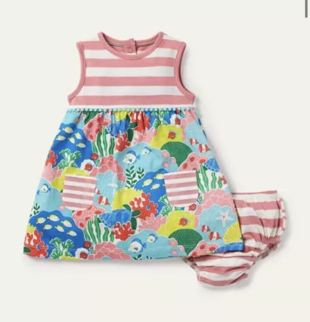 Boden Baby Girls Printed Coral Reef Jersey Dress Outfit Age 0-3 Months *BNWT*