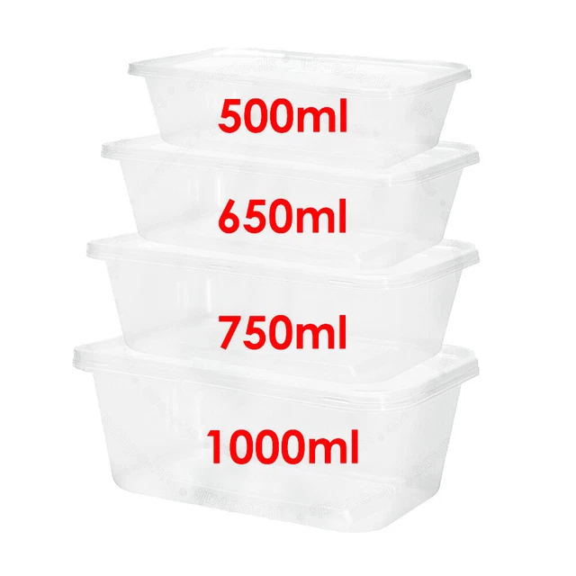CLEAR PLASTIC QUALITY Containers Tubs with Lids Microwave Food Safe