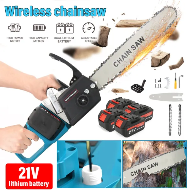 18" Cordless Brushless Chainsaw Powerful Wood Cutter Saw Batteries For Makita