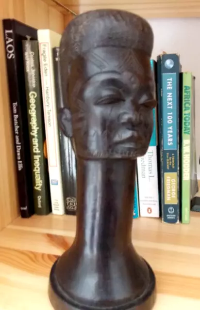 Unusual Ebony African Female Carved Head Bust Figure 20th Century 21cm