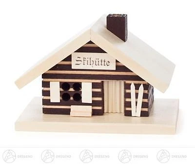 Räuchermann Räucherhaus Skihütte  BxHxT 11 cmx7 cmx7 cm NEU Erzgebirge Rauchmann