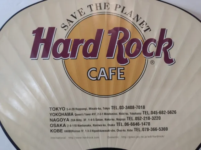 Hard Rock Cafe Double Sided Paper Fan Plastic Handle