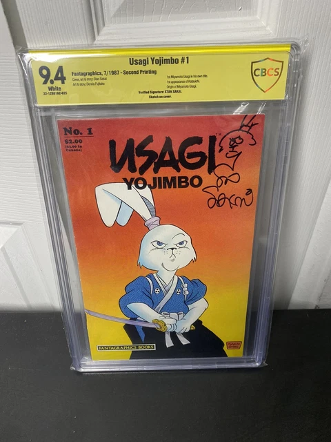 Usagi Yojimbo #1 CBCS 9.4 Signed & Sketch Stan Sakai 2nd Print Like CGC Tmnt