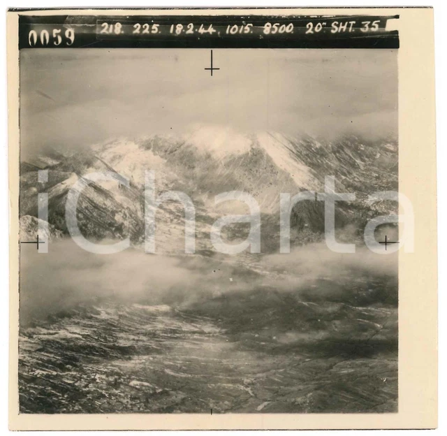 Febbraio 1944 WW2 ITALIA - ALPI - Fotografia AEREA militare 14x14 cm (1)