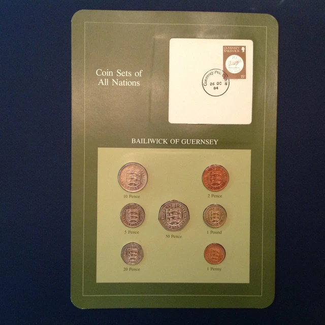 Guernsey - Franklin Mint Coin Sets of All Nations  - 7 Coin Set 1979- 1983