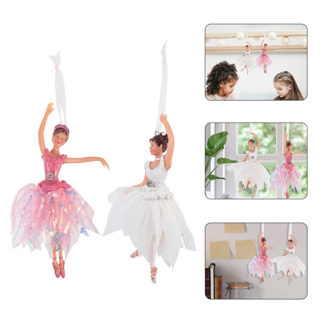 2 Pcs Ballet Doll Hanging Girl Ballerina Girl Posing Gift Ornaments Sculpture