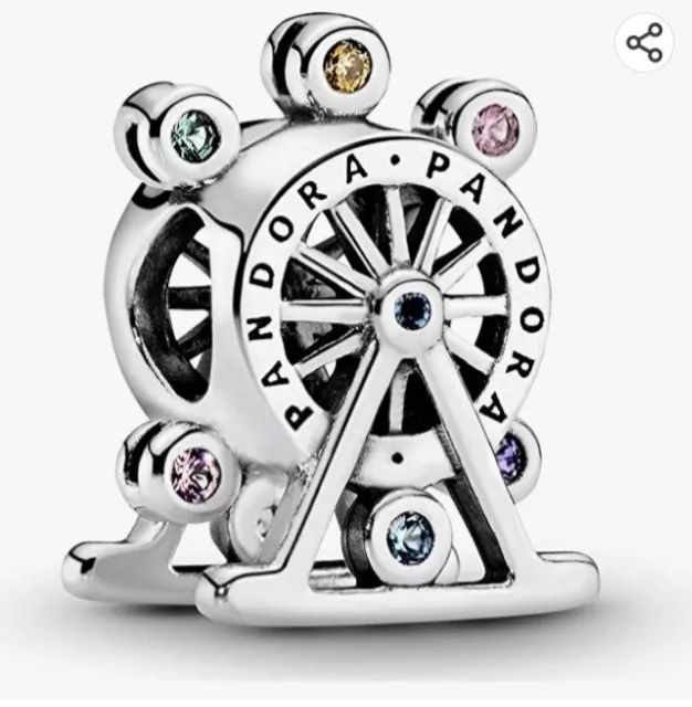 RETIRED Pandora Sterling Silver Multi-coloured Gem Ferris Wheel Charm
