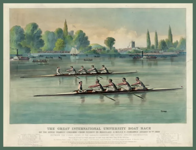 11051.Decoration Poster.Home Wall.Room art.1869 Rowing boat race Harvard Oxford