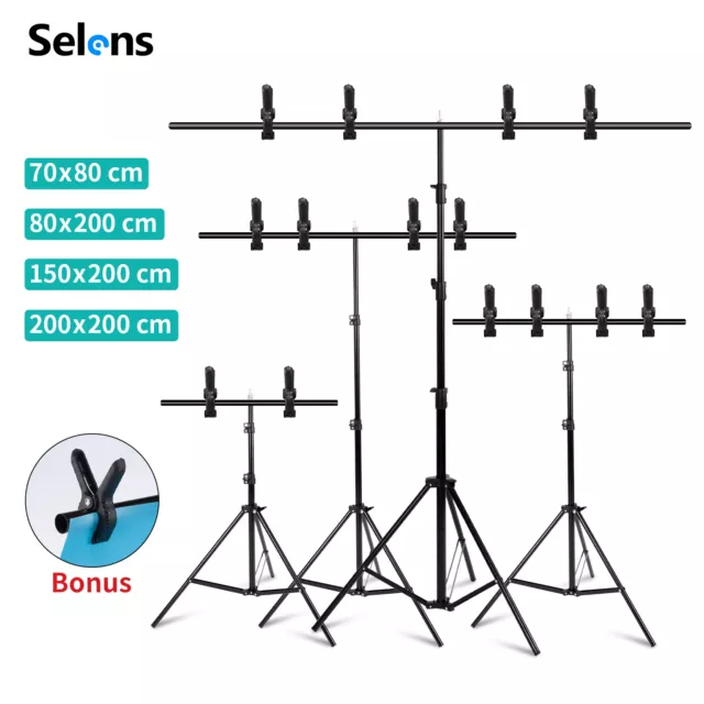 Adjustable T-Shape Backdrop Stand Kit Background Support System give Clamp