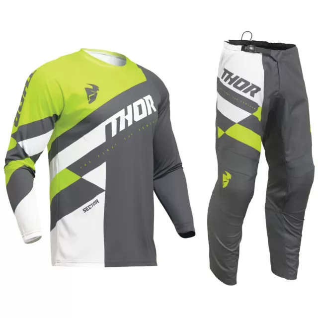 2024 Thor Sector Motocross MX Kit Pantalon Jersey - Vérificateur Charbon / Acide