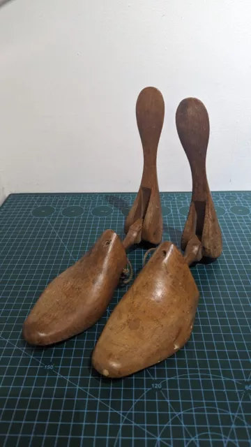 Vintage Antique Wooden Hinged Shoe Trees Lasts Shapers Ladies Form Treen 5 3 3