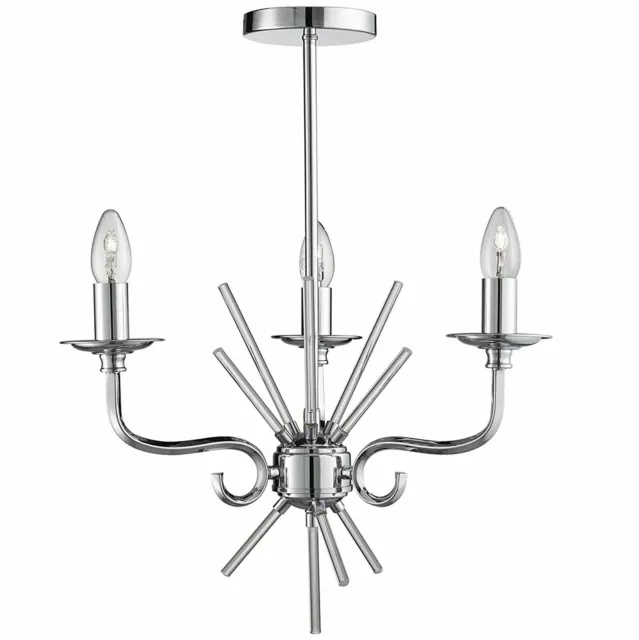 Lighting Collection Chrome Chandelier 3 Arms Ceiling Light Candle Pendant Lamp