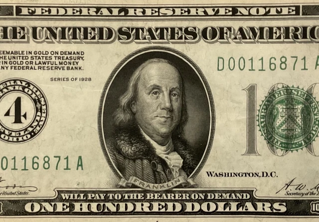 1928 $100 Federal Reserve Note Cleveland District 4