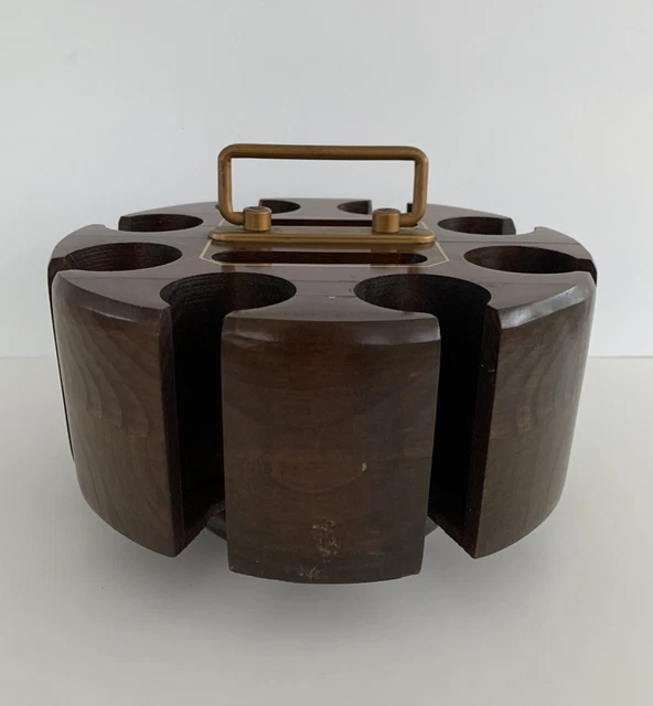 VINTAGE Drueke Wood "Play-A-Way" Poker Caddy #506 w/ Inlay Grand Rapids MI