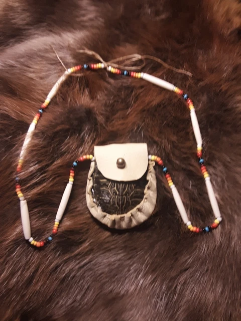 Small Native American turtle shell medicine bag