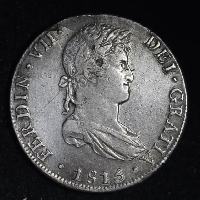 1815 LIMA JP Peru 8 Reales Ferdinand VII Sweet Silver Coin VF E807