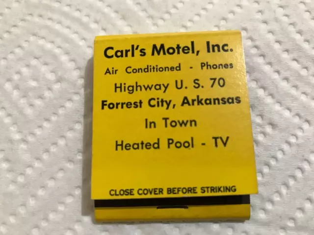 Vintage Matchbook Best Western Carl's Motel Forrest City AR Full Unstruck