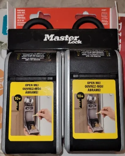 NEW MasterLock Portable Lock Box Set of 2 (10 Keys Each) Heavy Duty 5480D, 5480T