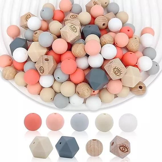 240 PCS Silicone Beads 15mm Kit, DIY Silicone Beads for Keychain Making, Rubber