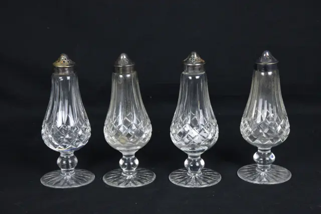Waterford Crystal Lismore Tall Footed Salt Pepper Shakers- 2 Sets (3BM10772)