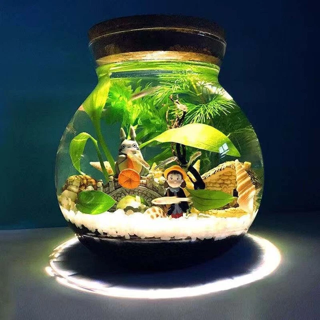 Aquarium Small Round Fish Tank Micro Bowl Landscaping Fighting Fish Glass Tank