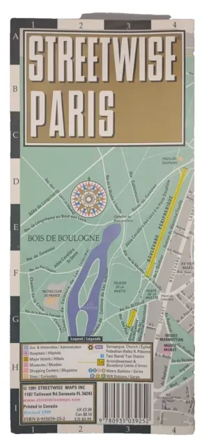 Streetwise Paris Map - Laminated City Center Street Map of Paris, France: 010324