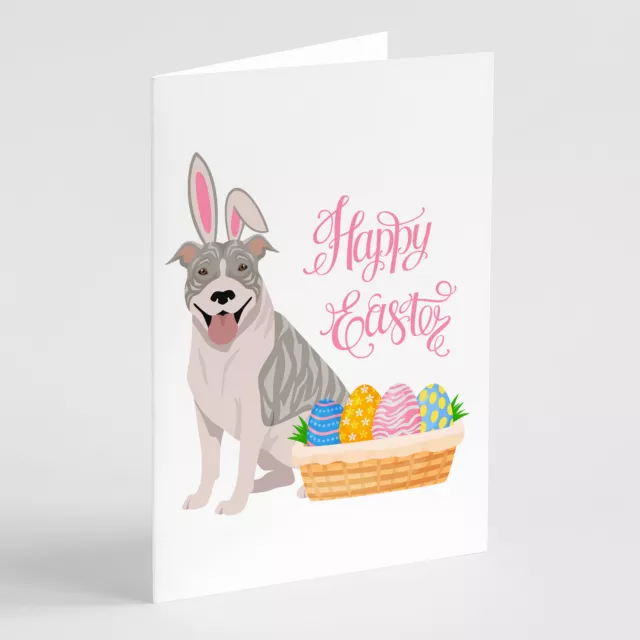 Pit Bull Terrier Blue Brindle Easter Greeting Cards Envelope Pk 8 WDK4929GCA7P