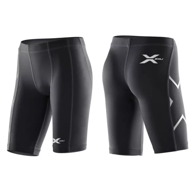 CLEARANCE!! 2XU Youth Compression Shorts ( Black / Silver Logo )