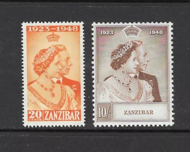 Zanzibar 1948 Lh George Vi Silver Wedding Set Scott 224-5