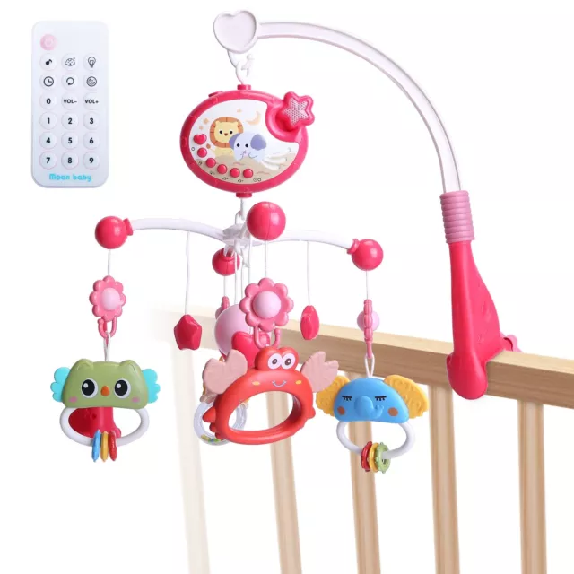 Baby Musical Bed Bell Nursery Light Crib Mobile Star Music Box Rattle Toy Remote 2