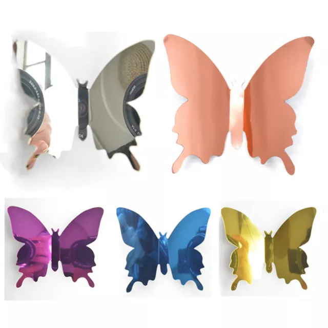 12 Pièces Lot 3D Stickers Papillon Effet Métallique OR DORE Ref:GB  Décoration murale