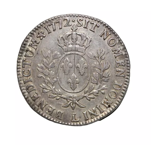 Rare écu Louis XV à la vieille tête de 1772L ! Belle Valeur $$$ !