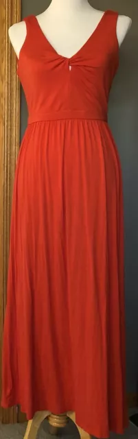 Loft Beach Women’s Maxi Dress Sz S Coral Rayon Stretch Knot Sleeveless Casual