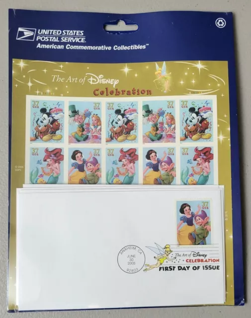 Art of Disney Celebration Stamp Set First Day 2005 Alice Wonderland Snow White