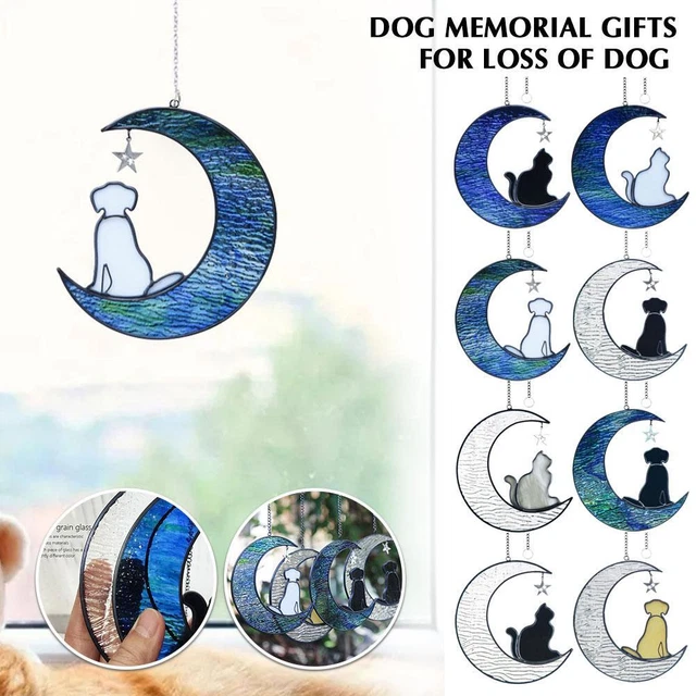 Decorazione gatto vetro colorato luna portasole appendere finestra, elemento arte da parete terra