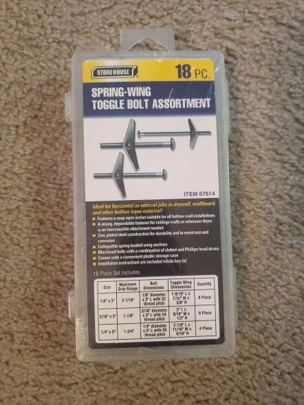 [NEW] Storehouse 67614 18 Piece Toggle Bolt Assortment