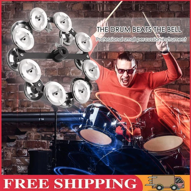 Drum Cymbals Hi Hat Tambourine Bells with Row Jingles Percussion Instrument