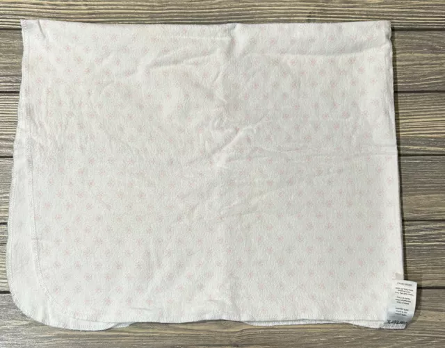 Carters White Pink Polka Dot Baby Blanket 37” X 30”