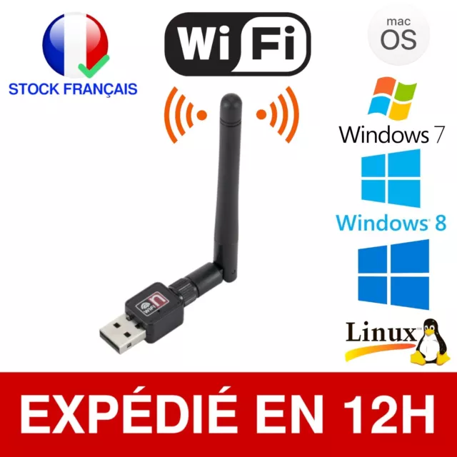 Clé Wifi Usb 2.4GHz Adaptateur Sans Fil Wireless Avec Antenne Ordinateur Tv Box